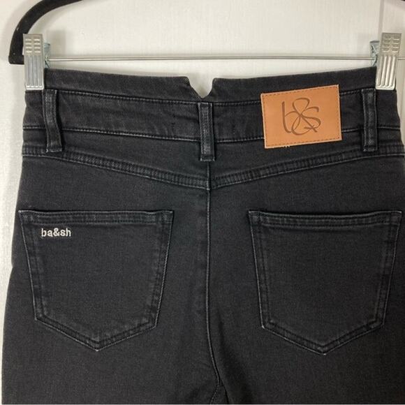 NWOT BA&SH Iago Logo Embroidered Jeans in Black Size 0 - Picture 7 of 13